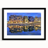 Extra large canvas featuring abstract art prints of Lyon, France in vibrant, colorful hues, ideal for living room decor.