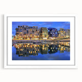 Textured art print of abstract Lyon scenery in muted earth tones on a white framed canvas, suitable for bedroom decor.