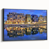 Black and white framed canvas depicting a vintage Lyon landscape, ideal for bedroom wall decor.