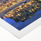 Art deco poster of Lyon scenery in muted colors on rolled canvas, suitable for dining room wall art.