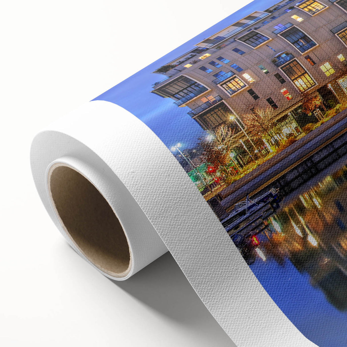 Art deco poster of Lyon, France, featuring muted pastel colors on rolled canvas, ideal for nursery wall art.