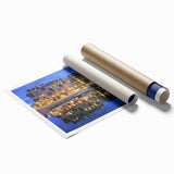 Extra large rolled print of Lyon, France scenery with vibrant floral elements, ideal for classy bathroom wall art.