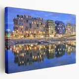 Large canvas print of Lyon, France with muted earth tones, ideal for kitchen wall art.