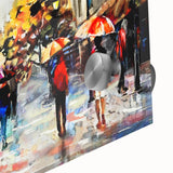 Large abstract wall art depicting Paris scenery in muted pastel shades on acrylic, ideal for dining room ambiance.