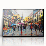 Large abstract wall art depicting a stylized Paris scene in black and white on framed acrylic.