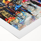 Art deco poster depicting a vintage Parisian scene in muted colors on rolled canvas, suitable for dining room decor.