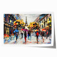 Extra large rolled print of Paris scenery with vibrant floral elements, ideal for art wall dining room.