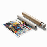 Extra large rolled print of a Parisian scene with soft pastel shades.