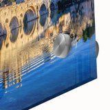 Mid-century modernist style acrylic print of an abstract Provence landscape in muted earth tones, ideal for dining room art.