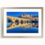 Extra large abstract art print depicting a textured Provence landscape in muted earth tones, framed in silver.