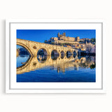 Textured art of an abstract Provence landscape in earthy tones on a framed white mat, ideal for bedroom decor.