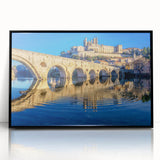 Large abstract wall art depicting a serene Provence landscape in muted earth tones on a framed acrylic.