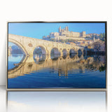 Large art print of a Provence landscape in muted earth tones on a framed acrylic, suitable for modern art wall decor.