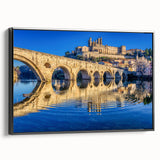 Black and white framed canvas of a vintage Provence landscape, ideal for bedroom wall decor.