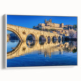 Vintage poster art of Provence scenery on a framed canvas, featuring vibrant colors, ideal for living room decor.