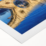 Art deco poster of a Provence, France scenery in muted pastel shades on rolled canvas, ideal for dining room wall art.