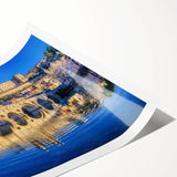 Extra large wall art featuring line art flowers in muted earth tones on a rolled canvas.