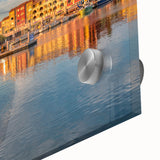 Large abstract wall art depicting a South France scenery in mid-century modernist style on acrylic glass.