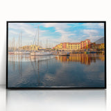 Large abstract wall art depicting a South France scenery in muted colors on a framed acrylic.