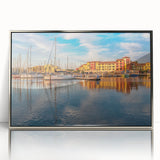 Large framed acrylic print of a South France landscape in muted earth tones, ideal for modern art wall decor.