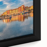 Black wall art featuring a textured, colorful depiction of a southern France scenery on a large framed canvas.