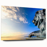 Large abstract wall art of Bavarian scenery in muted blue and green tones on acrylic glass.