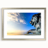 Extra large abstract art print of a Bavarian landscape in textured silver frame, ideal for living room decor.