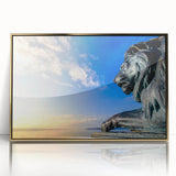 Acrylic print of Bavarian landscape in gold frame, featuring soft pastel colors, ideal for modern art wall decor.