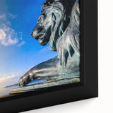 Extra large framed canvas featuring a textured depiction of a Bavarian landscape in black with colorful art accents.