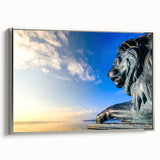 Landscape art painting of Bavarian scenery in vibrant colors on a silver-framed canvas.