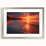 Extra large abstract art print depicting a textured European scenery in muted earth tones, framed in silver.