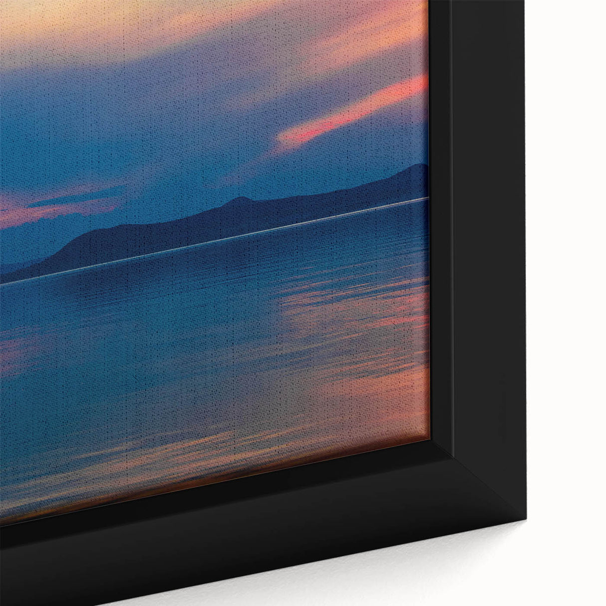 Textured black wall art depicting a vibrant European scenery on a framed canvas, ideal for living room decor.
