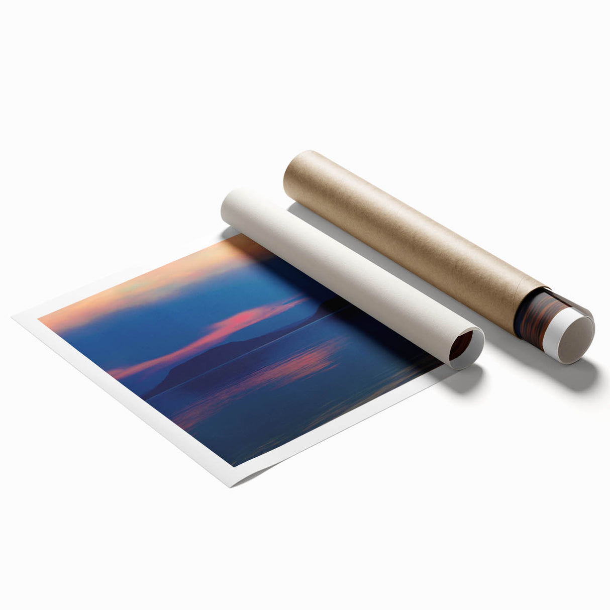 Extra large rolled print of a floral European scenery in muted greens and blues, ideal for classy bathroom wall art.