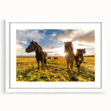 Textured art print of abstract Icelandic scenery in muted gray and white tones, framed with a white mat.