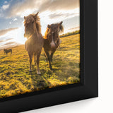 Extra large framed canvas of a black textured Icelandic scenery, ideal for living room decor.
