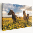 Side view of a large stretched canvas depicting a serene Icelandic landscape, ideal for kitchen wall art.