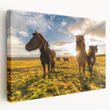 Side view of a large stretched canvas depicting a serene Icelandic landscape, ideal for kitchen wall art.