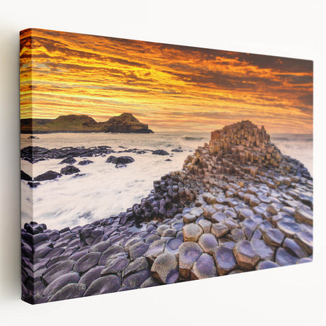Large canvas print of a serene Irish landscape in muted green and blue tones, ideal for kitchen wall decor.