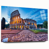 Acrylic print of a large abstract depiction of Rome's scenery in muted earth tones, ideal for bedroom or dining room art.