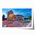 Extra large rolled print of Rome scenery with vibrant green and floral accents, ideal for art wall dining room.