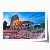 Extra large rolled print of Rome scenery with vibrant green and floral accents, ideal for art wall dining room.