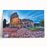 Black and white stretched canvas of Rome's cityscape, ideal for kitchen wall art.