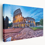 Large canvas print of Rome skyline in muted earth tones, ideal for kitchen wall art.