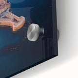 Large abstract wall art depicting a Sicilian landscape in muted earth tones on acrylic glass, ideal for dining room ambiance.