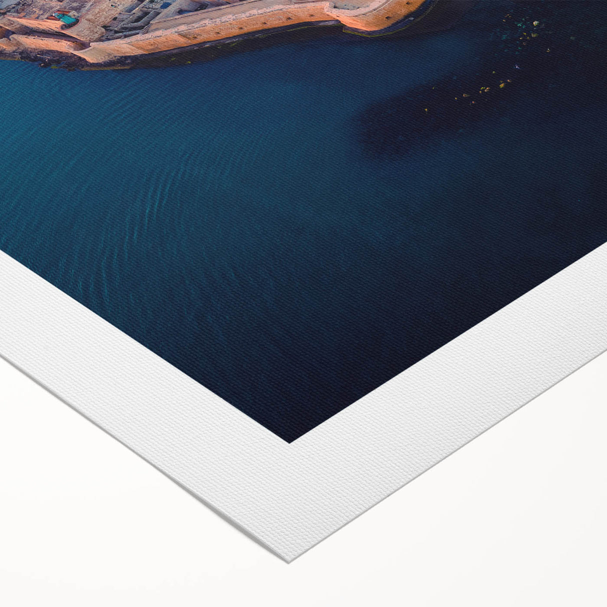 Art deco poster depicting a serene Sicilian landscape on a rolled canvas, suitable for dining room walls.