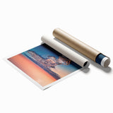 Extra large rolled print of Sicilian landscape with vibrant floral elements, ideal for classy bathroom wall art.