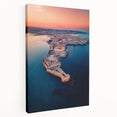 Large canvas print of a Sicilian landscape with vivid blue and green tones, ideal for kitchen wall art.