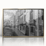 Art deco poster of Venice scenery with muted gold and blue tones on framed acrylic, ideal for modern art wall decor.