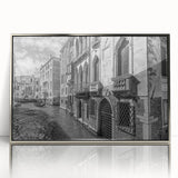Acrylic print of Venice scenery with silver frame, featuring muted earth tones, ideal for modern art wall decor.
