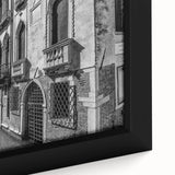 Extra large framed canvas featuring a textured depiction of Venice with black and colorful art, ideal for living room decor.